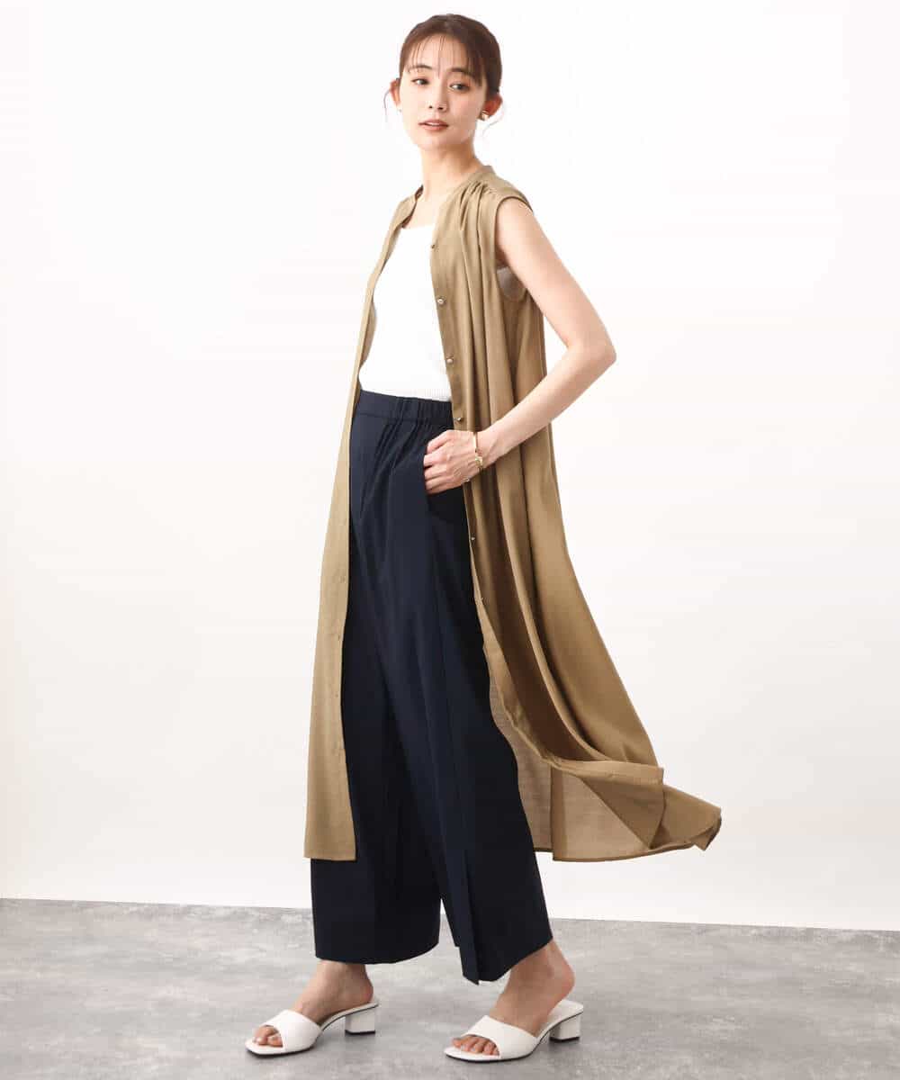 FKEHV68210 MK MICHEL KLEIN(MK ミッシェルクラン) スキッパーカラー2wayワンピース/洗える キャメル