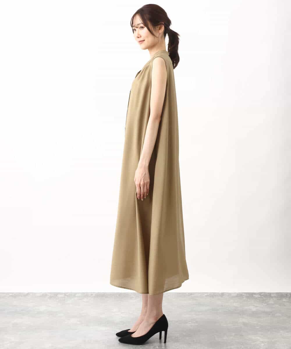 FKEHV68210 MK MICHEL KLEIN(MK ミッシェルクラン) スキッパーカラー2wayワンピース/洗える キャメル