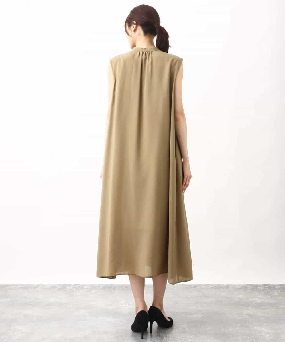 FKEHV68210 MK MICHEL KLEIN(MK ミッシェルクラン) スキッパーカラー2wayワンピース/洗える キャメル