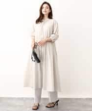 FKEIV12230 MK MICHEL KLEIN(MK ミッシェルクラン) 箔加工シャツワンピース ベージュ