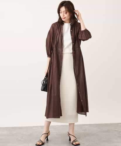 FKEIV12230 MK MICHEL KLEIN 箔加工シャツワンピース