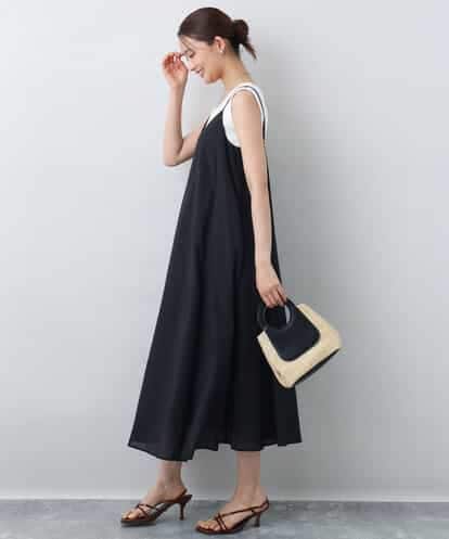 MK MICHEL KLEIN 総刺繍ノースリーブワンピース パーティドレス ウエスト切り替えノースリーブワンピース/接触冷感/洗える
