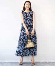 FKEJA75230 MK MICHEL KLEIN(MK ミッシェルクラン) 花柄ティアードワンピース/洗える ネイビー