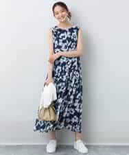 FKEJA75230 MK MICHEL KLEIN(MK ミッシェルクラン) 花柄ティアードワンピース/洗える ネイビー