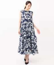 FKEJA75230 MK MICHEL KLEIN(MK ミッシェルクラン) 花柄ティアードワンピース/洗える ネイビー