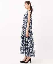 FKEJA75230 MK MICHEL KLEIN(MK ミッシェルクラン) 花柄ティアードワンピース/洗える ネイビー