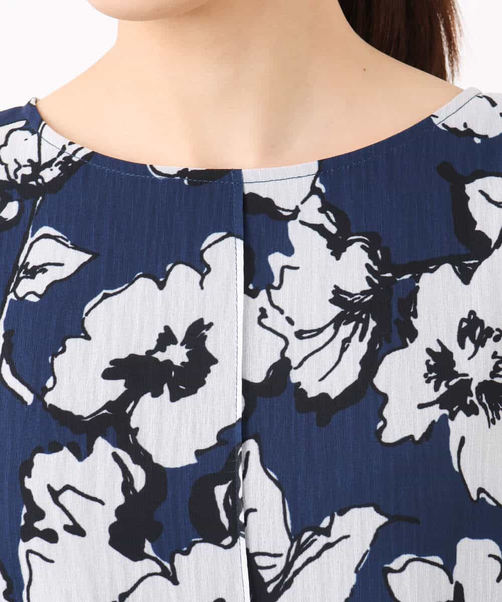 FKEJA75230 MK MICHEL KLEIN(MK ミッシェルクラン) 花柄ティアードワンピース/洗える ネイビー