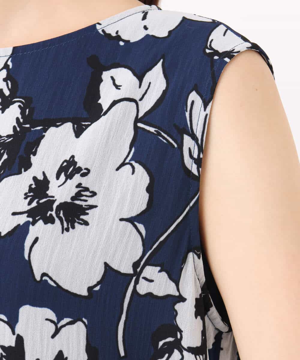 FKEJA75230 MK MICHEL KLEIN(MK ミッシェルクラン) 花柄ティアードワンピース/洗える ネイビー