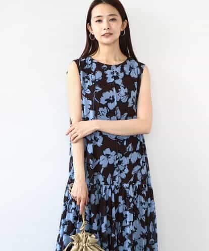 FKEJA75230 MK MICHEL KLEIN 花柄ティアードワンピース/洗える