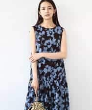 FKEJA75230 MK MICHEL KLEIN(MK ミッシェルクラン) 花柄ティアードワンピース/洗える ブラウン
