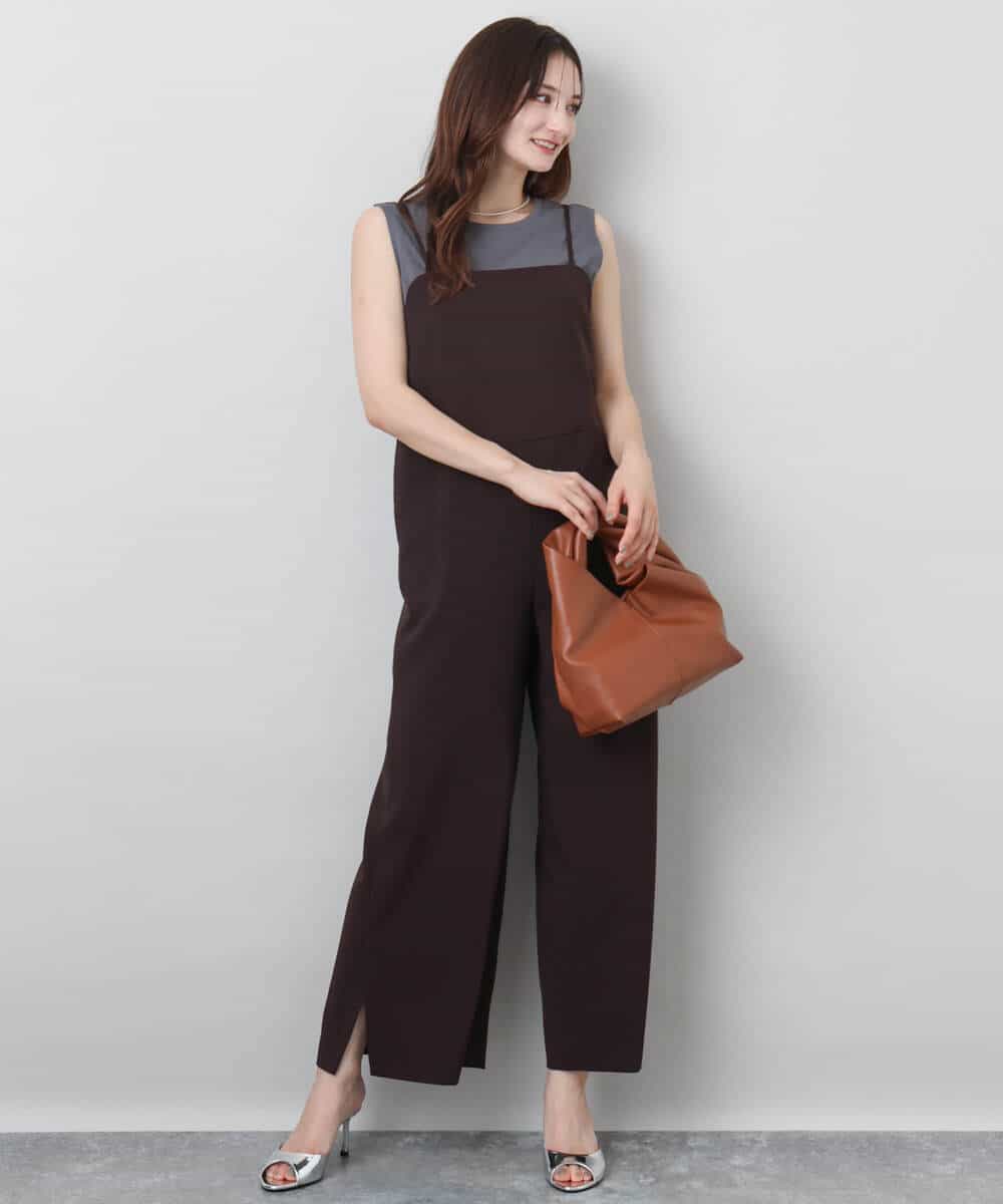 FKEJA80190 MK MICHEL KLEIN(MK ミッシェルクラン) ストラップコンビネゾン/洗える グレー