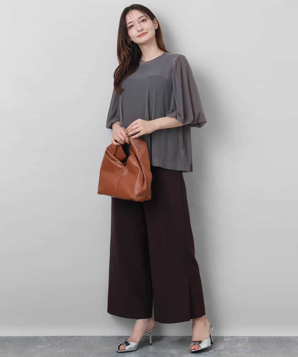FKEJA80190 MK MICHEL KLEIN(MK ミッシェルクラン) ストラップコンビネゾン/洗える グレー