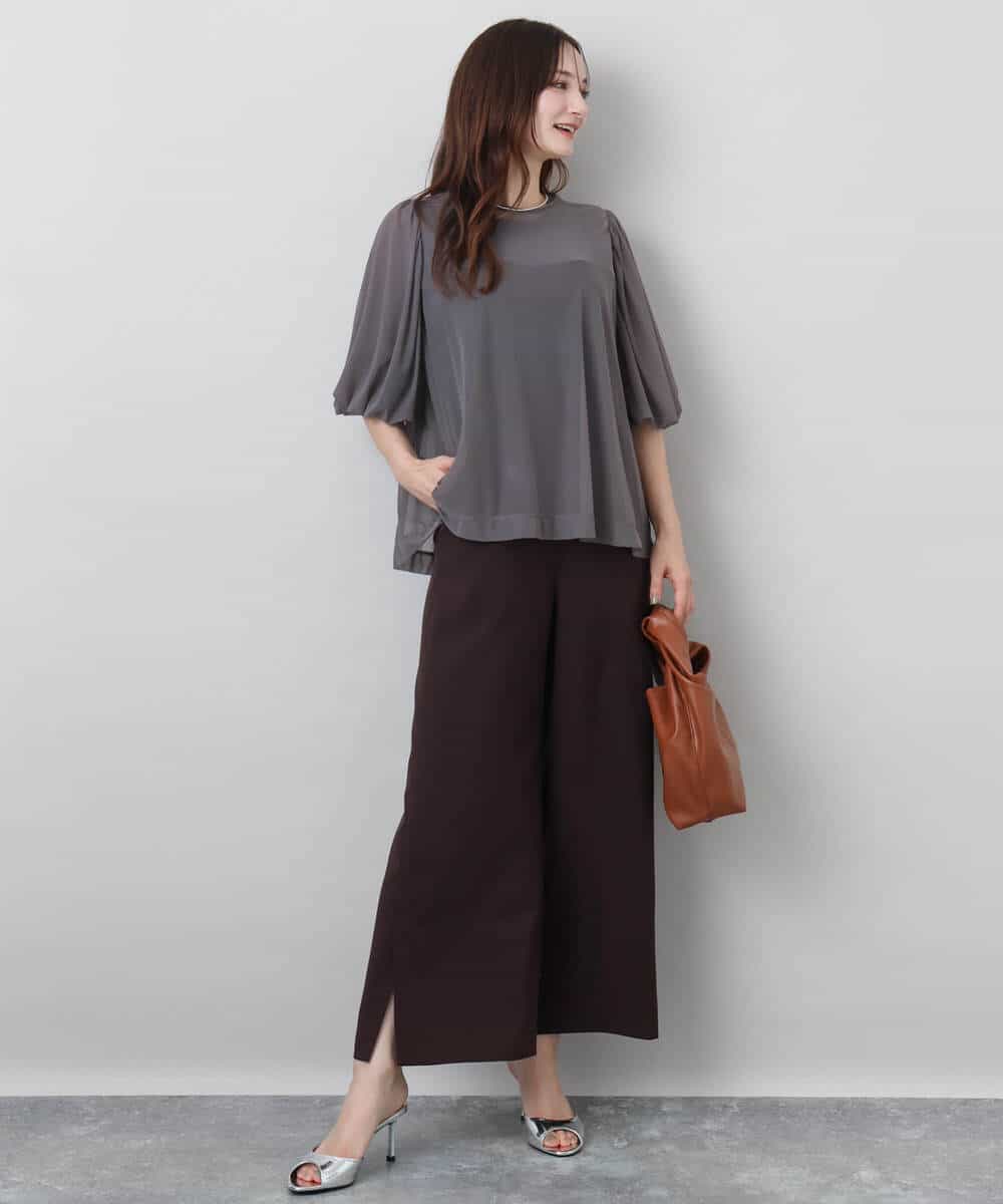 FKEJA80190 MK MICHEL KLEIN(MK ミッシェルクラン) ストラップコンビネゾン/洗える グレー