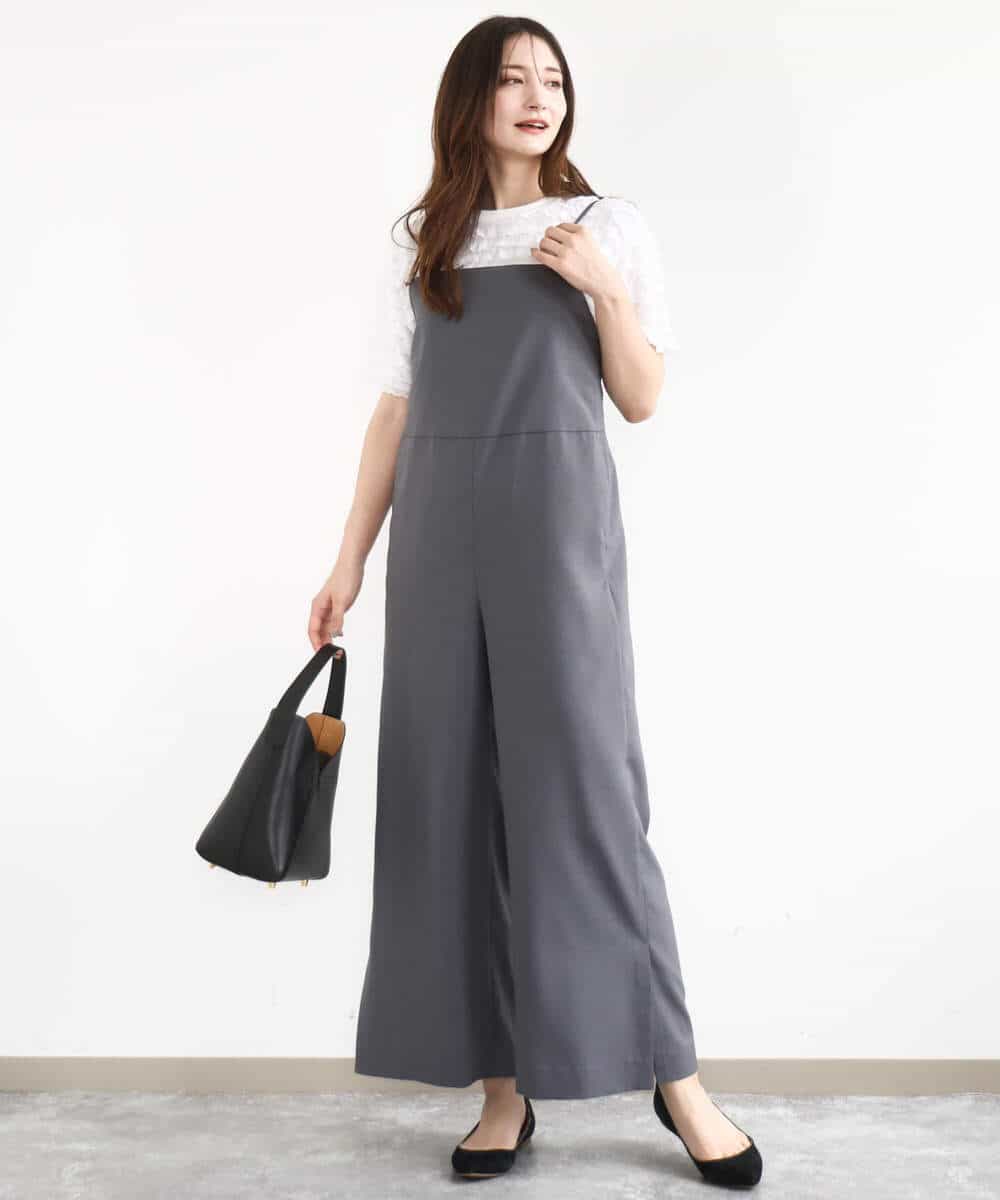 FKEJA80190 MK MICHEL KLEIN(MK ミッシェルクラン) ストラップコンビネゾン/洗える グレー
