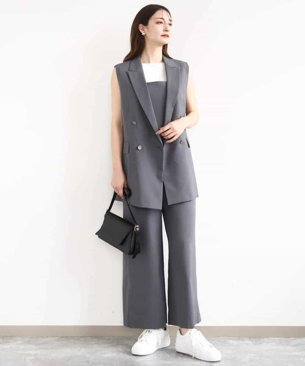 FKEJA80190 MK MICHEL KLEIN(MK ミッシェルクラン) ストラップコンビネゾン/洗える グレー