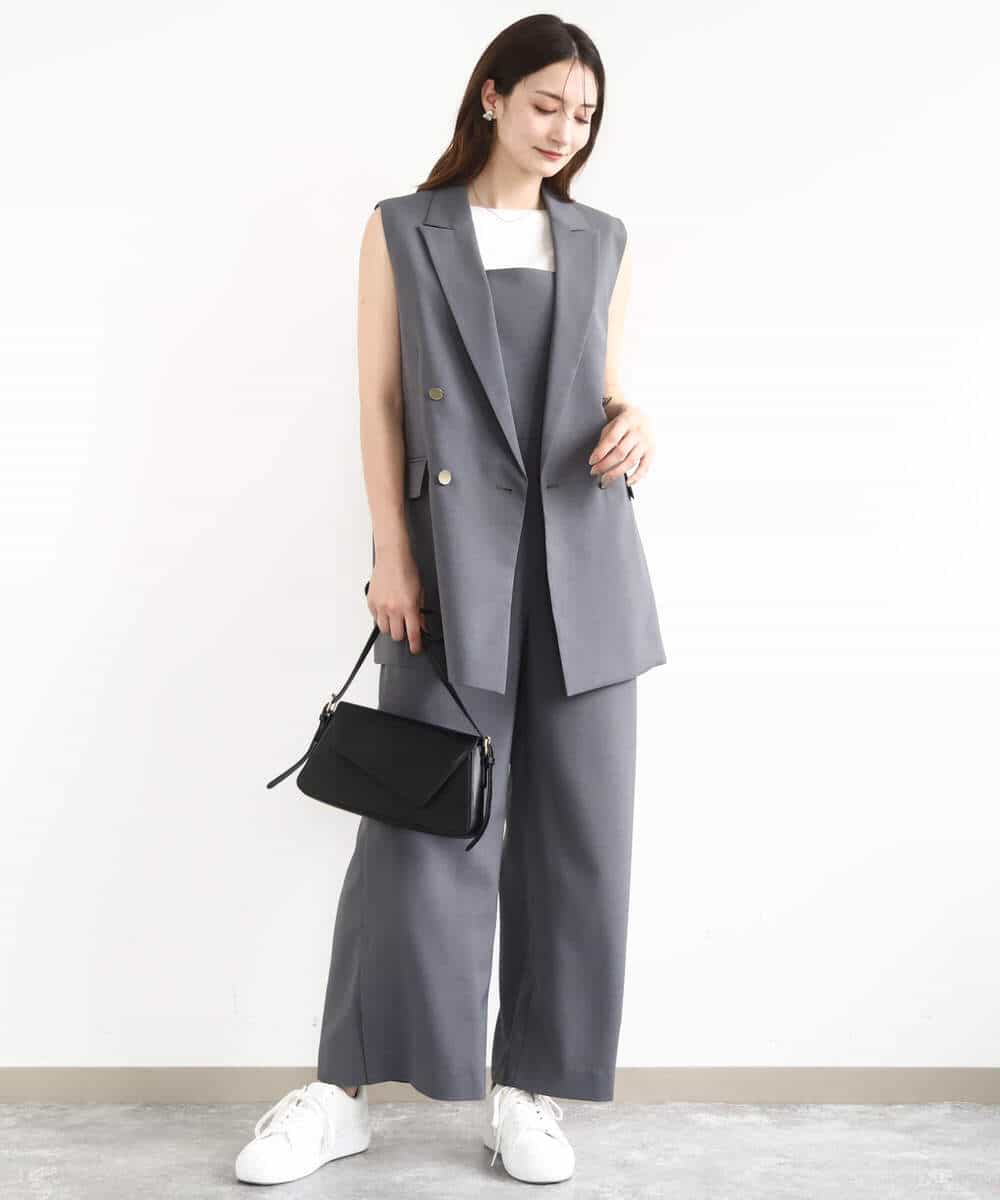 FKEJA80190 MK MICHEL KLEIN(MK ミッシェルクラン) ストラップコンビネゾン/洗える グレー