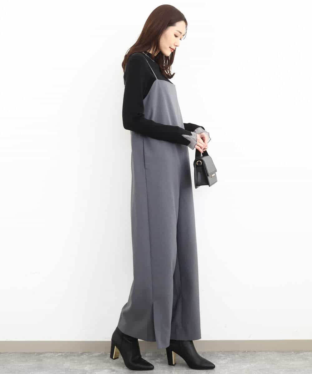 FKEJA80190 MK MICHEL KLEIN(MK ミッシェルクラン) ストラップコンビネゾン/洗える グレー