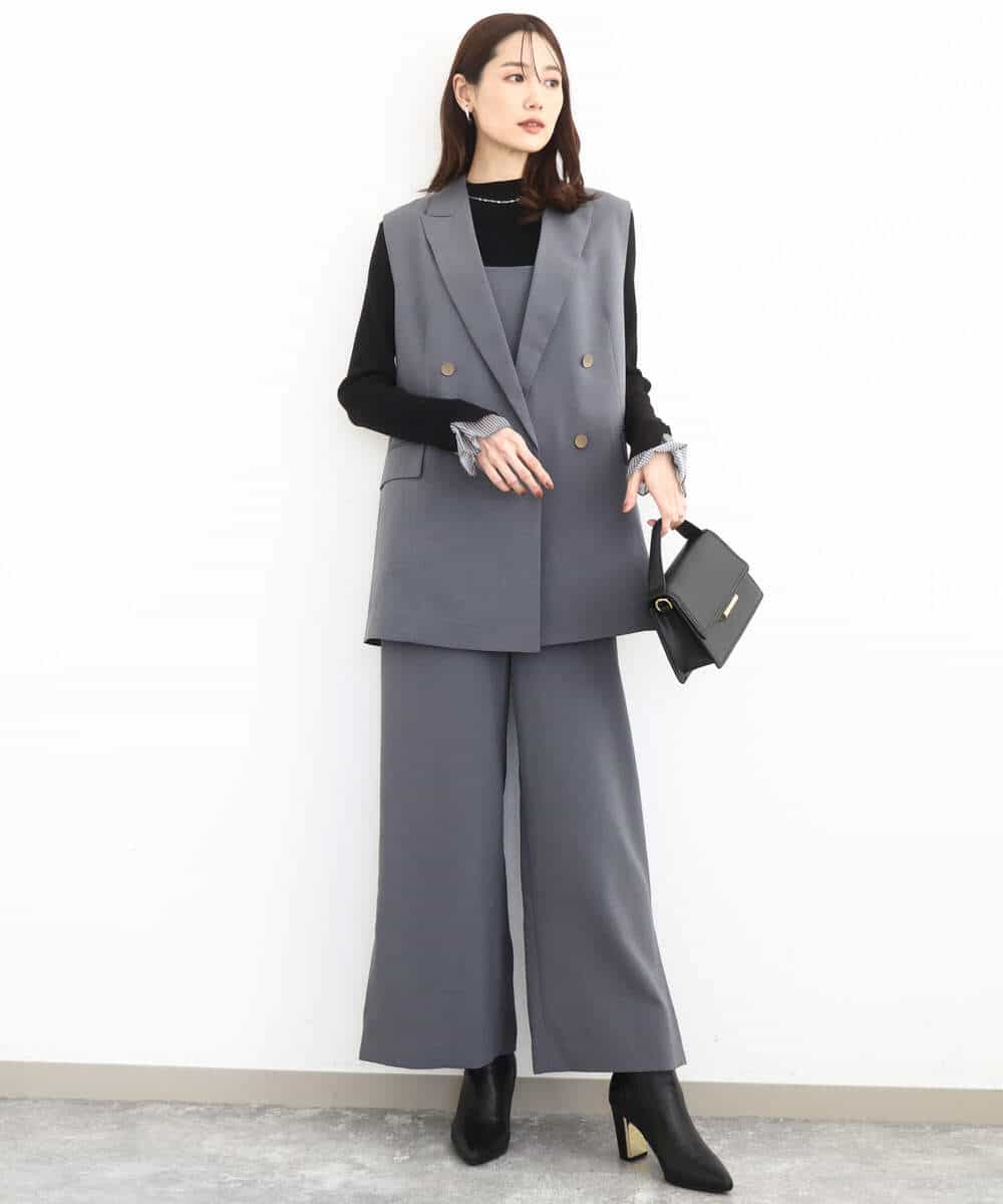 FKEJA80190 MK MICHEL KLEIN(MK ミッシェルクラン) ストラップコンビネゾン/洗える グレー