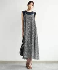 FKEJD30230 MK MICHEL KLEIN(MK ミッシェルクラン) [洗える]前後2way花柄シアーキャミワンピース アイボリー