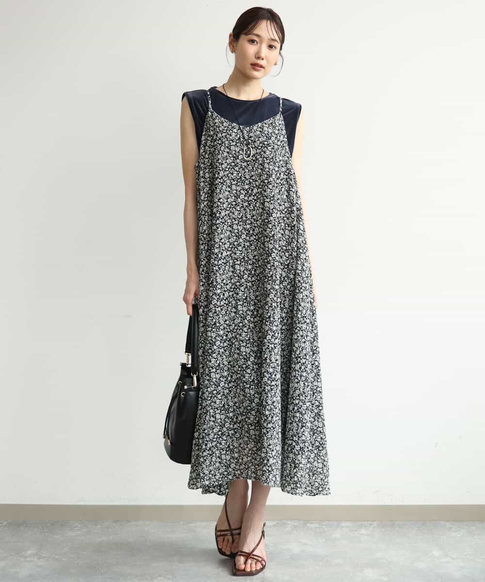 FKEJD30230 MK MICHEL KLEIN(MK ミッシェルクラン) [洗える]前後2way花柄シアーキャミワンピース アイボリー