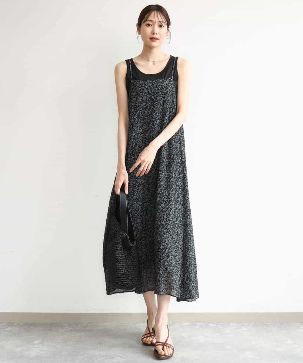 FKEJD30230 MK MICHEL KLEIN(MK ミッシェルクラン) [洗える]前後2way花柄シアーキャミワンピース アイボリー