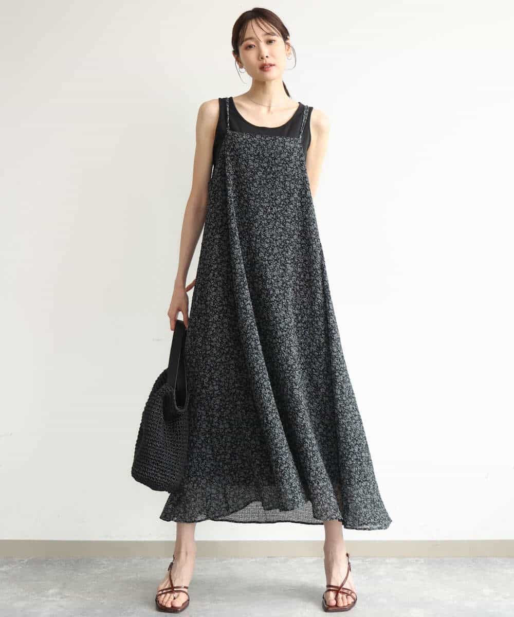 FKEJD30230 MK MICHEL KLEIN(MK ミッシェルクラン) [洗える]前後2way花柄シアーキャミワンピース アイボリー