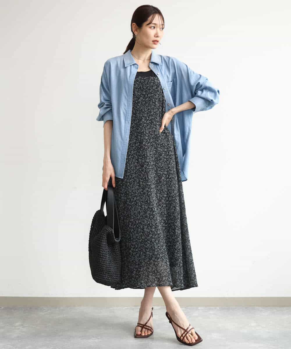 FKEJD30230 MK MICHEL KLEIN(MK ミッシェルクラン) [洗える]前後2way花柄シアーキャミワンピース アイボリー