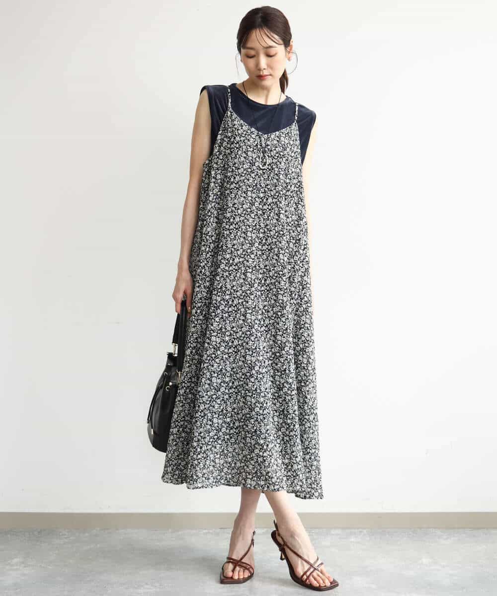 FKEJD30230 MK MICHEL KLEIN(MK ミッシェルクラン) [洗える]前後2way花柄シアーキャミワンピース アイボリー