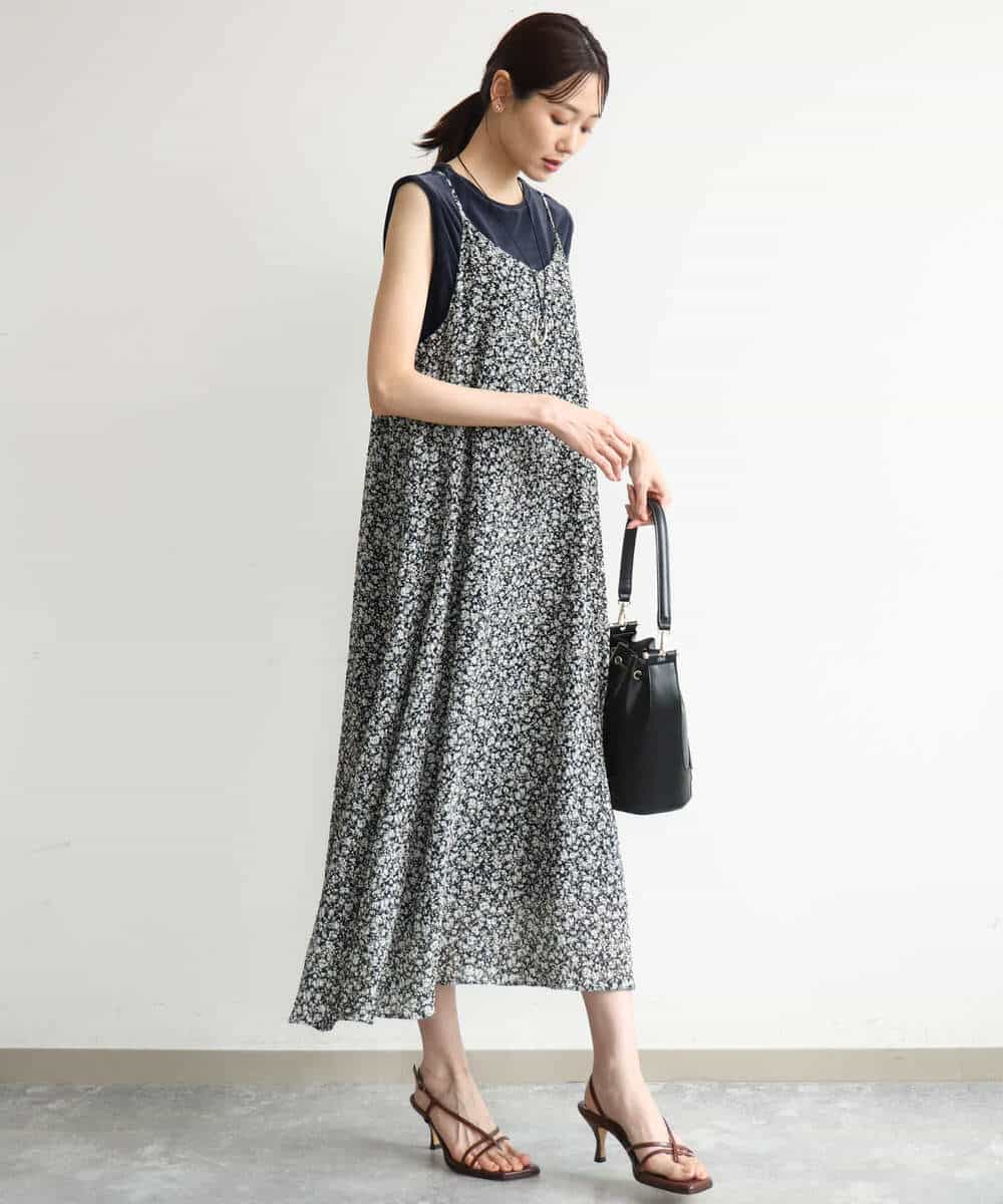 FKEJD30230 MK MICHEL KLEIN(MK ミッシェルクラン) [洗える]前後2way花柄シアーキャミワンピース アイボリー