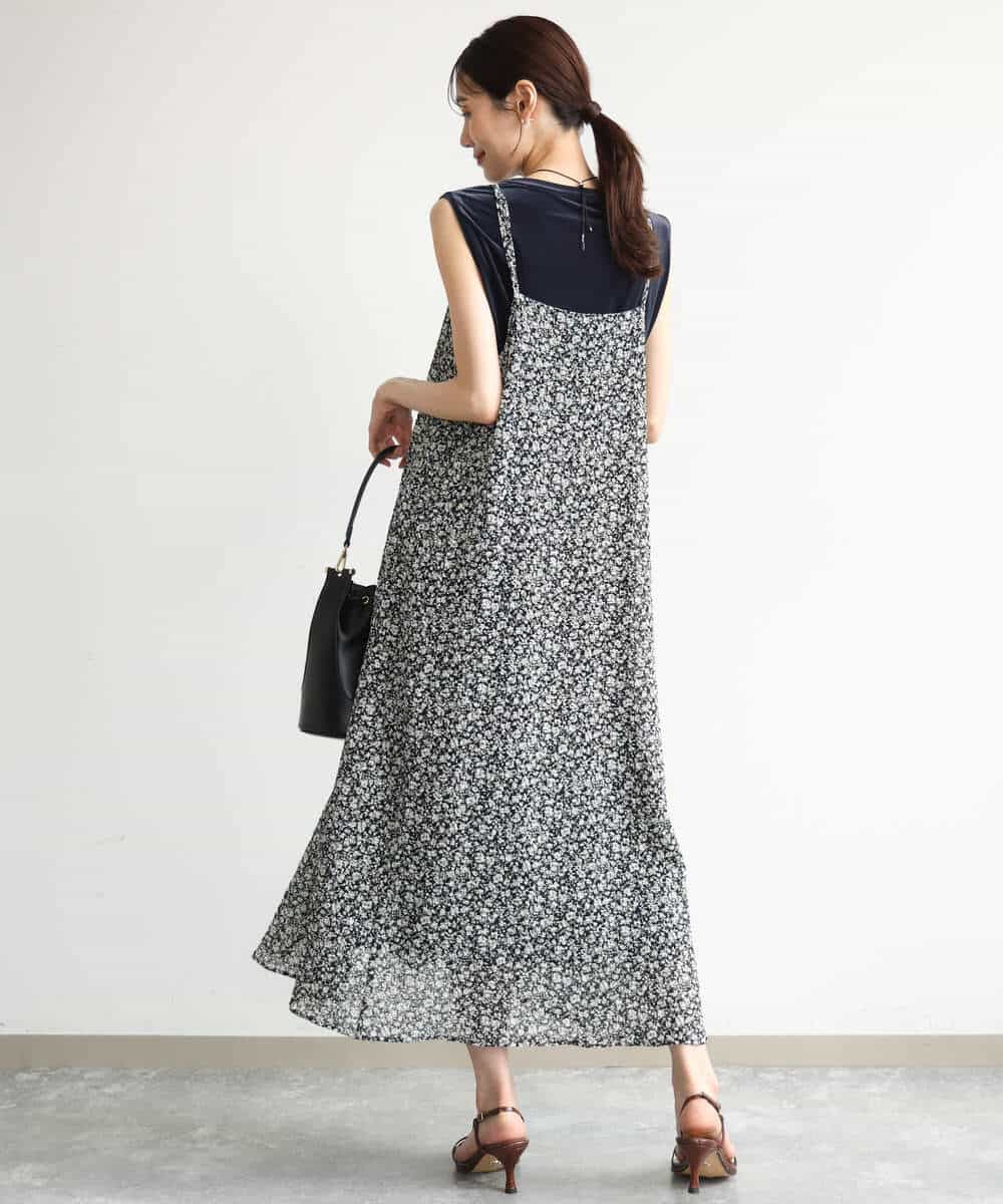 FKEJD30230 MK MICHEL KLEIN(MK ミッシェルクラン) [洗える]前後2way花柄シアーキャミワンピース アイボリー