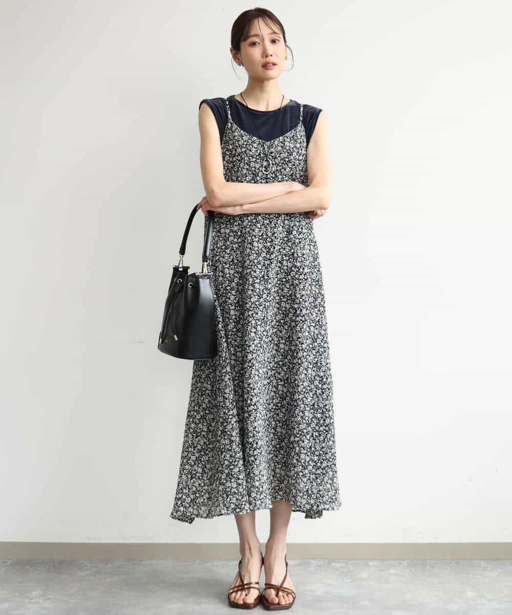 FKEJD30230 MK MICHEL KLEIN(MK ミッシェルクラン) [洗える]前後2way花柄シアーキャミワンピース アイボリー