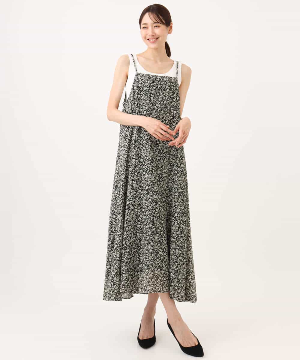 FKEJD30230 MK MICHEL KLEIN(MK ミッシェルクラン) [洗える]前後2way花柄シアーキャミワンピース アイボリー