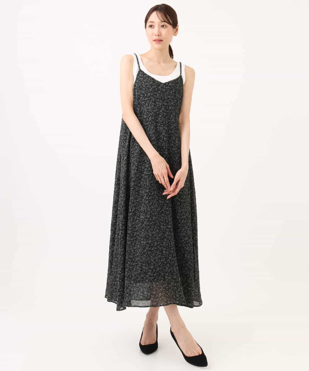 FKEJD30230 MK MICHEL KLEIN(MK ミッシェルクラン) [洗える]前後2way花柄シアーキャミワンピース アイボリー