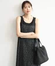 FKEJD30230 MK MICHEL KLEIN(MK ミッシェルクラン) [洗える]前後2way花柄シアーキャミワンピース ダークグレー
