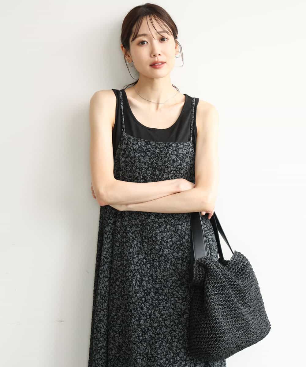 FKEJD30230 MK MICHEL KLEIN(MK ミッシェルクラン) [洗える]前後2way花柄シアーキャミワンピース ダークグレー
