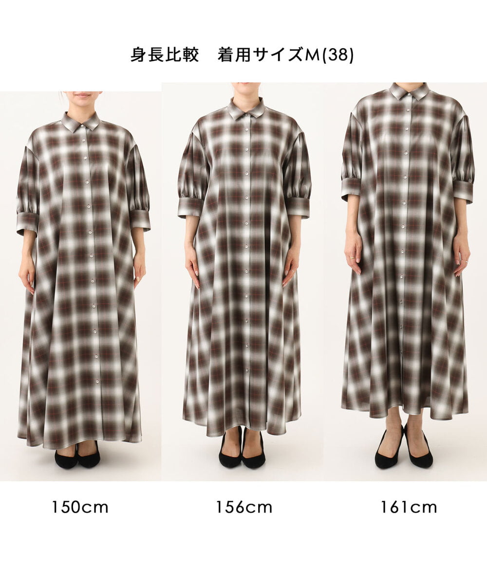 FKEJD31260 MK MICHEL KLEIN(MK ミッシェルクラン) [洗える]オンブレチェック柄シャツワンピース ネイビー