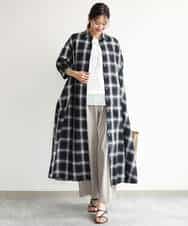 FKEJD31260 MK MICHEL KLEIN(MK ミッシェルクラン) [洗える]オンブレチェック柄シャツワンピース ネイビー