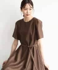 FKEJD32210 MK MICHEL KLEIN(MK ミッシェルクラン) [洗える]ドビーストライプフレアーワンピース ブラウン