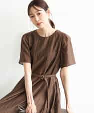 FKEJD32210 MK MICHEL KLEIN(MK ミッシェルクラン) [洗える]ドビーストライプフレアーワンピース ブラック