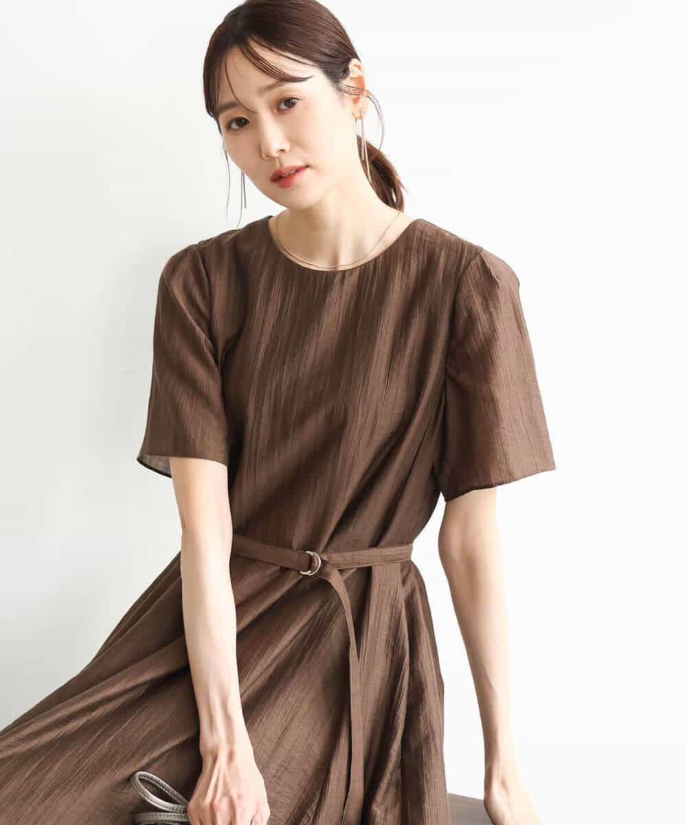 FKEJD32210 MK MICHEL KLEIN(MK ミッシェルクラン) [洗える]ドビーストライプフレアーワンピース ブラック