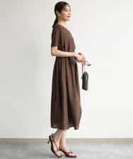 FKEJD32210 MK MICHEL KLEIN(MK ミッシェルクラン) [洗える]ドビーストライプフレアーワンピース ブラック