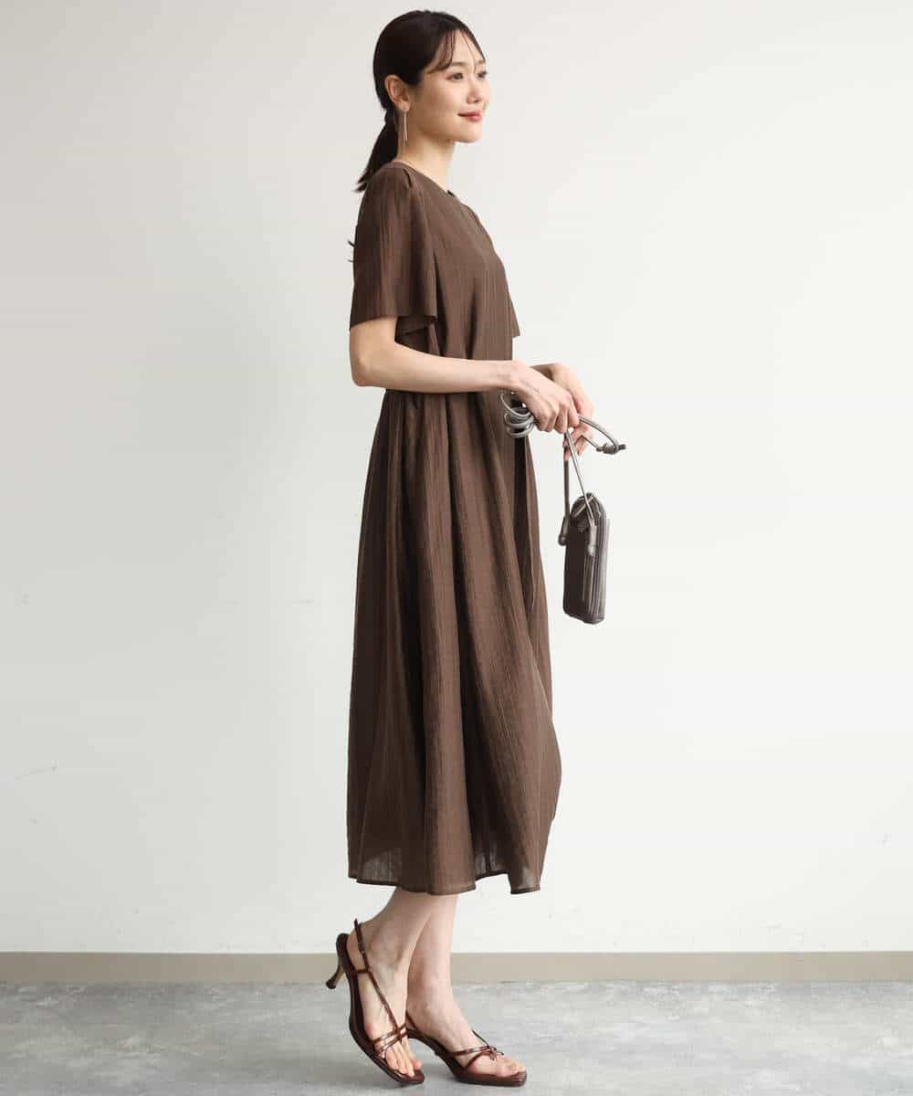 FKEJD32210 MK MICHEL KLEIN(MK ミッシェルクラン) [洗える]ドビーストライプフレアーワンピース ブラック