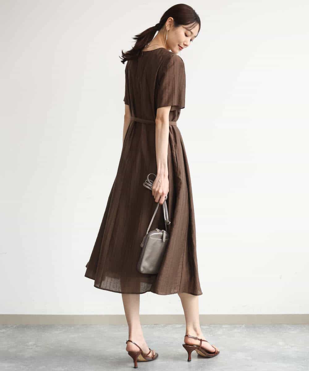 FKEJD32210 MK MICHEL KLEIN(MK ミッシェルクラン) [洗える]ドビーストライプフレアーワンピース ブラック