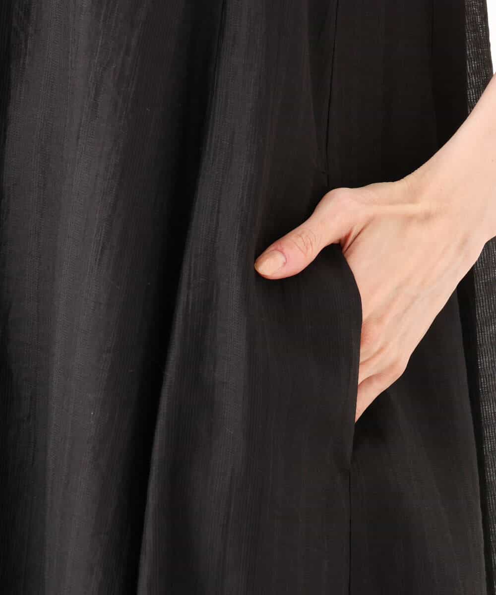 FKEJD32210 MK MICHEL KLEIN(MK ミッシェルクラン) [洗える]ドビーストライプフレアーワンピース ブラック