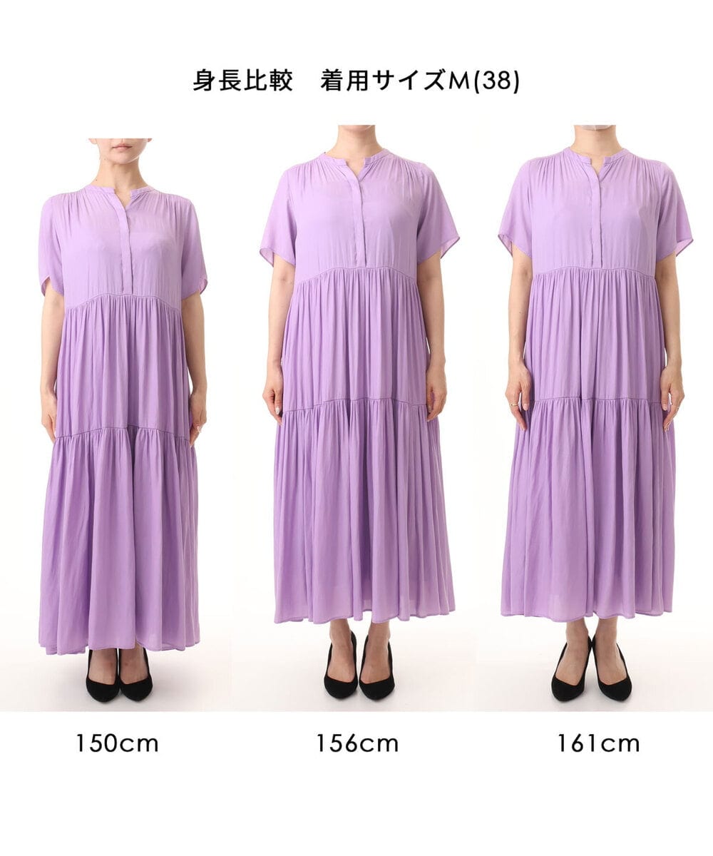 FKEJD72210 MK MICHEL KLEIN(MK ミッシェルクラン) [UVカット/接触冷感/洗える]ティアードデザインサテンワンピース ダークグレー