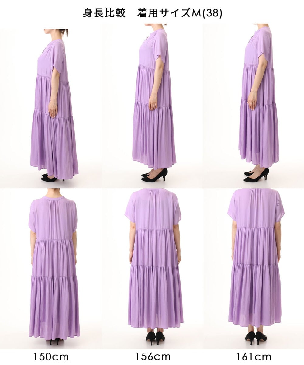 FKEJD72210 MK MICHEL KLEIN(MK ミッシェルクラン) [UVカット/接触冷感/洗える]ティアードデザインサテンワンピース ダークグレー