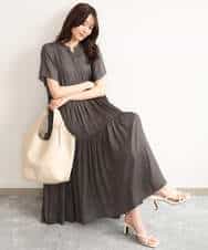 FKEJD72210 MK MICHEL KLEIN(MK ミッシェルクラン) [UVカット/接触冷感/洗える]ティアードデザインサテンワンピース ダークグレー