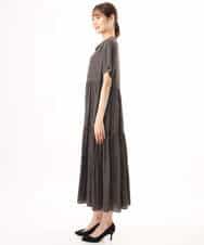 FKEJD72210 MK MICHEL KLEIN(MK ミッシェルクラン) [UVカット/接触冷感/洗える]ティアードデザインサテンワンピース ダークグレー