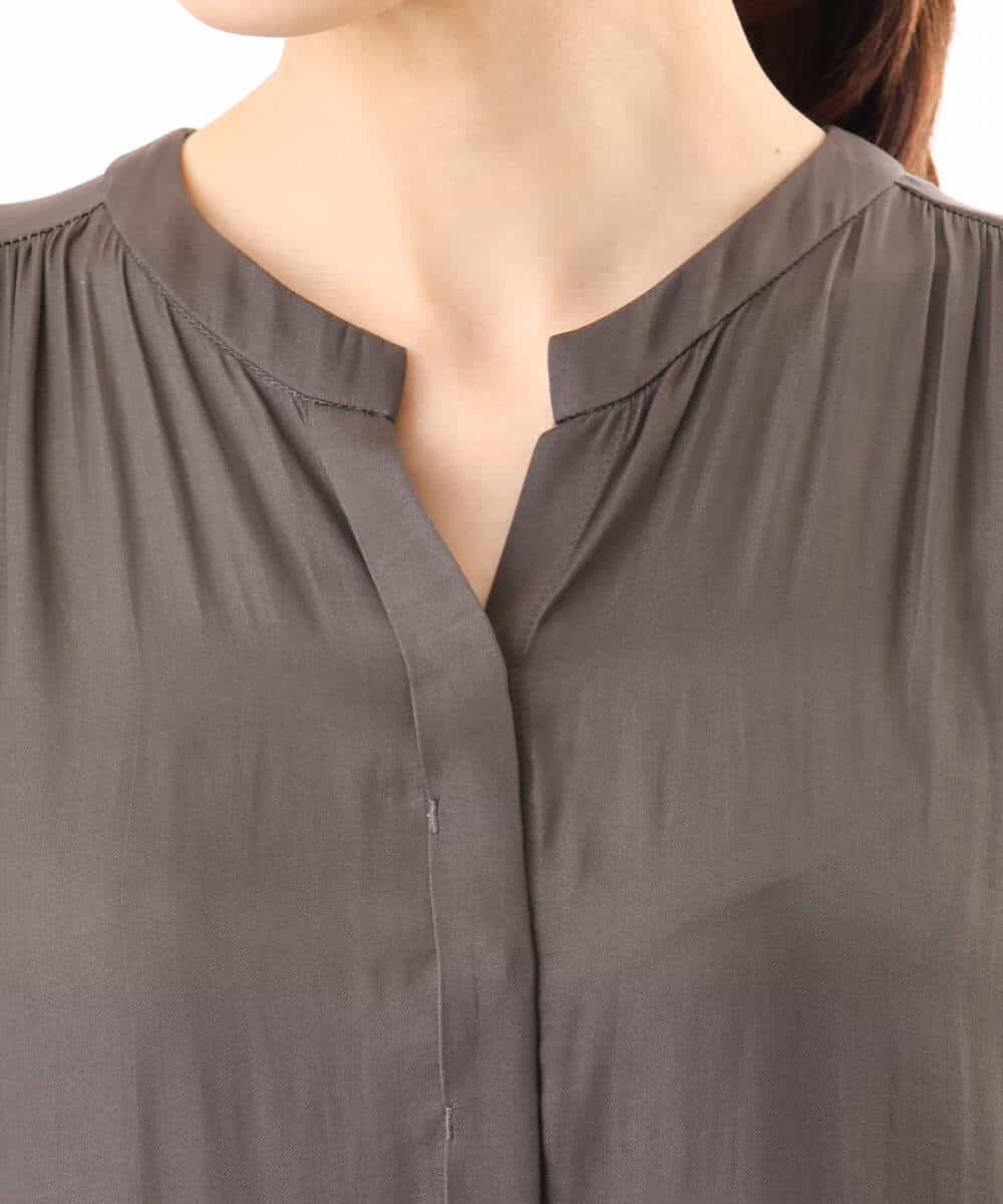 FKEJD72210 MK MICHEL KLEIN(MK ミッシェルクラン) [UVカット/接触冷感/洗える]ティアードデザインサテンワンピース ダークグレー