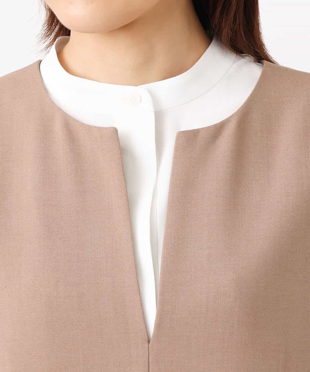 FKEJS26190 MK MICHEL KLEIN(MK ミッシェルクラン) キーネックデザインジャンパースカート/洗える キャメル